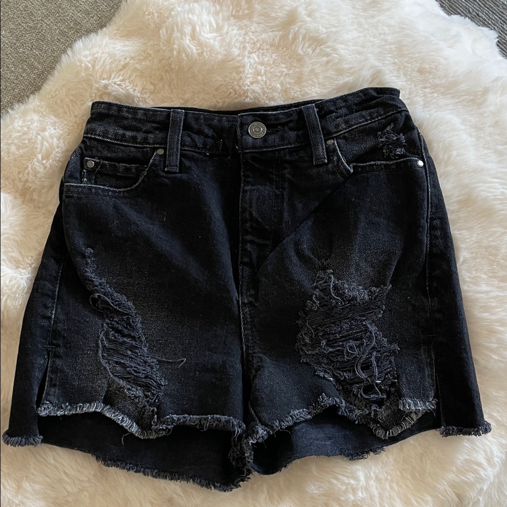 Guess Black Distressed Jean Shorts #164